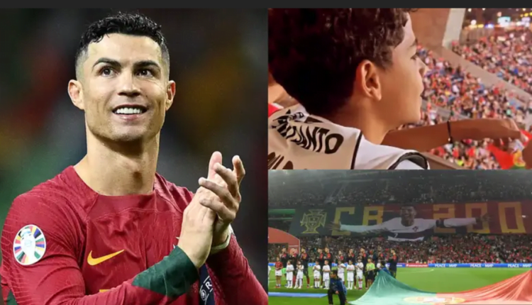 Cristiano Ronaldo Jr Mesmerized by Giant '200' Tifo for His Dad: Portugal Superstar Breaks Record with 125 International Goals