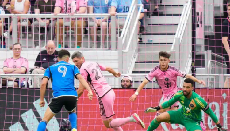 Drake Callender, what are you doing?! Inter Miami goalkeeper almost gifts Montreal opening goal after inexplicably letting a long ball bounce over his head - with injured Lionel Messi watching on