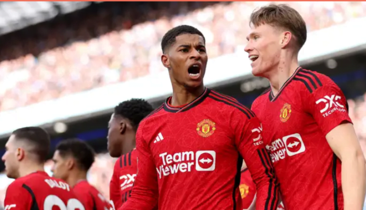 Sensational from Marcus Rashford! Man Utd forward rifles Red Devils into derby lead at City with stunning 25-yard strike that crashes in off the crossbar