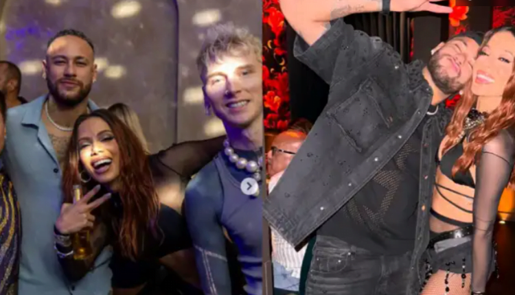 Neymar is having a great time! Injured Al-Hilal star poses with Machine Gun Kelly and Brazilian singer Anitta at 'best birthday party ever'