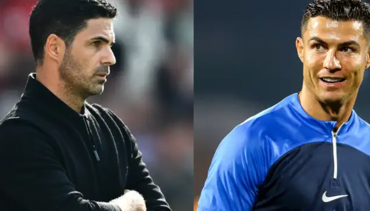 'We're still waiting for you at Arsenal' - Cristiano Ronaldo dismisses Gunners' hopes of beating Man City to Premier League title as Al-Nassr star is urged to join Mikel Arteta's side at Tyson Fury fight