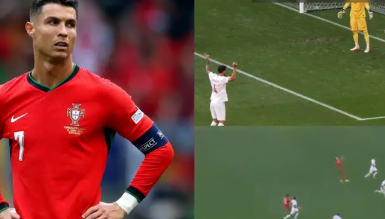 Cristiano Ronaldo nearly commits an own goal while scolding Joao Cancelo.