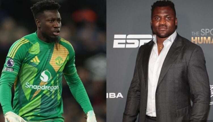 Francis Ngannou Watches Manchester United’s Europa League Clash make fun of Onana