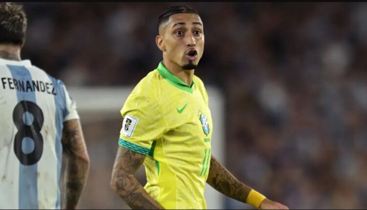 Raphinha restrained by Endrick after run-ins with Emi Martinez & Leandro Paredes as tensions spill over following Argentina's rout of Brazil - but Lionel Scaloni 'forgives' Barcelona star for X-rated pre-match taunts